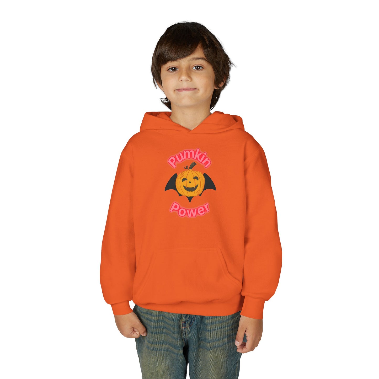 Youth Halloween Hoodie, Pumpkin Power Sweatshirt, Cozy Fall Apparel