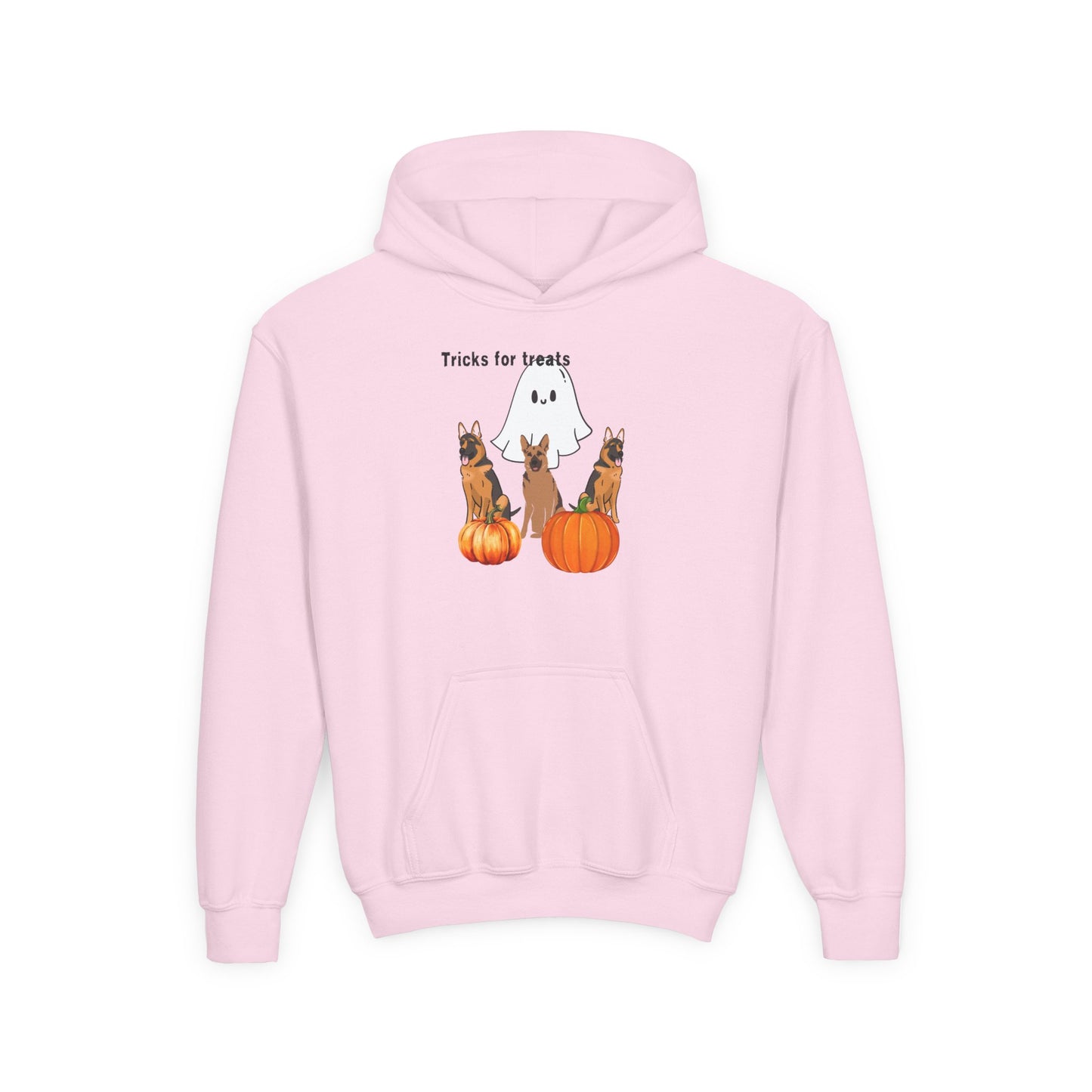 Youth Halloween Hoodie with Cute Dogs Tricks for Treats