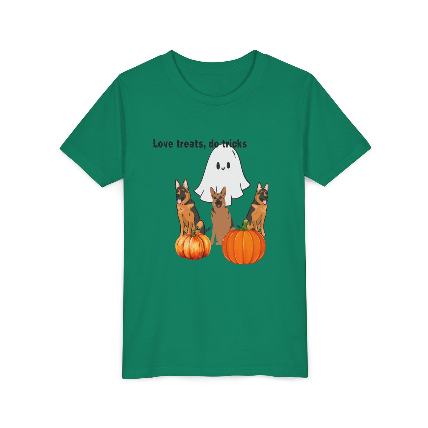 Adorable Halloween Dog Tee, Perfect for Kids, Love Treats Do Tricks T-Shirt