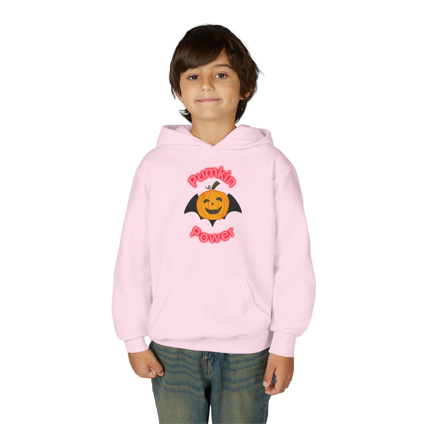 Youth Halloween Hoodie, Pumpkin Power Sweatshirt, Cozy Fall Apparel