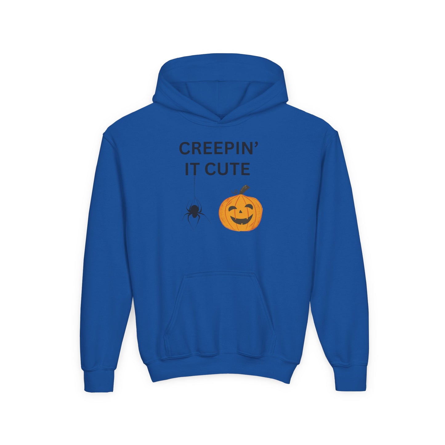 Halloween Youth Hoodie - Creepin' It Cute, Spooky Sweatshirt, Kids Halloween Costume, Cozy Fall Wear, Trick or Treat Apparel