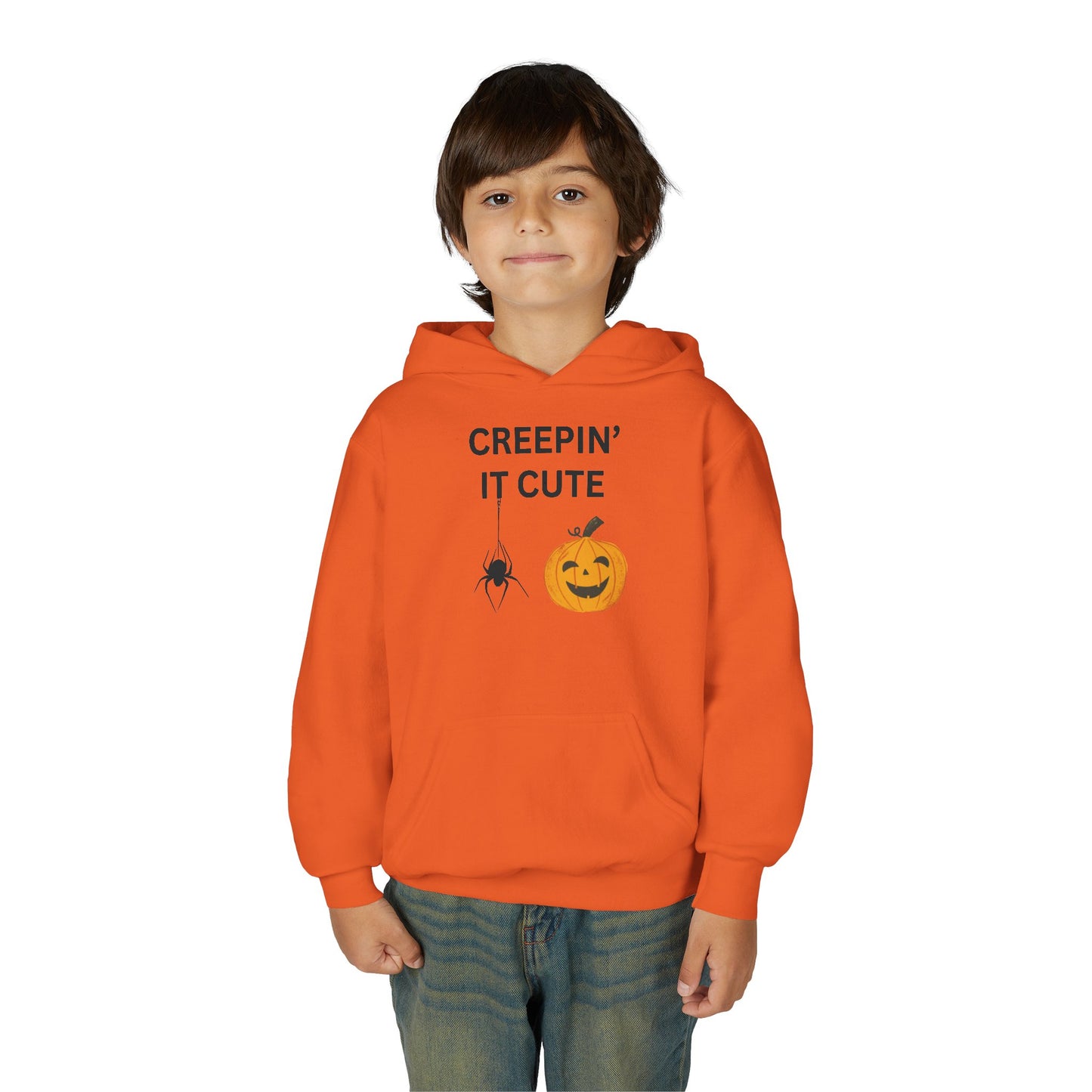 Halloween Youth Hoodie - Creepin' It Cute, Spooky Sweatshirt, Kids Halloween Costume, Cozy Fall Wear, Trick or Treat Apparel