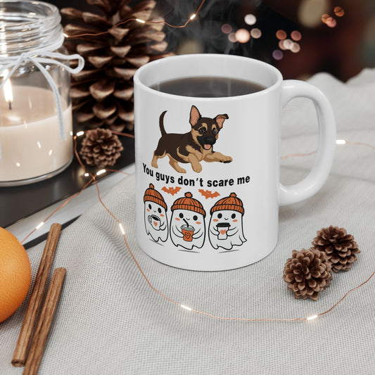 Ceramic Mug - German Shepard Puppy 'Ghosts Don't Scare Me'