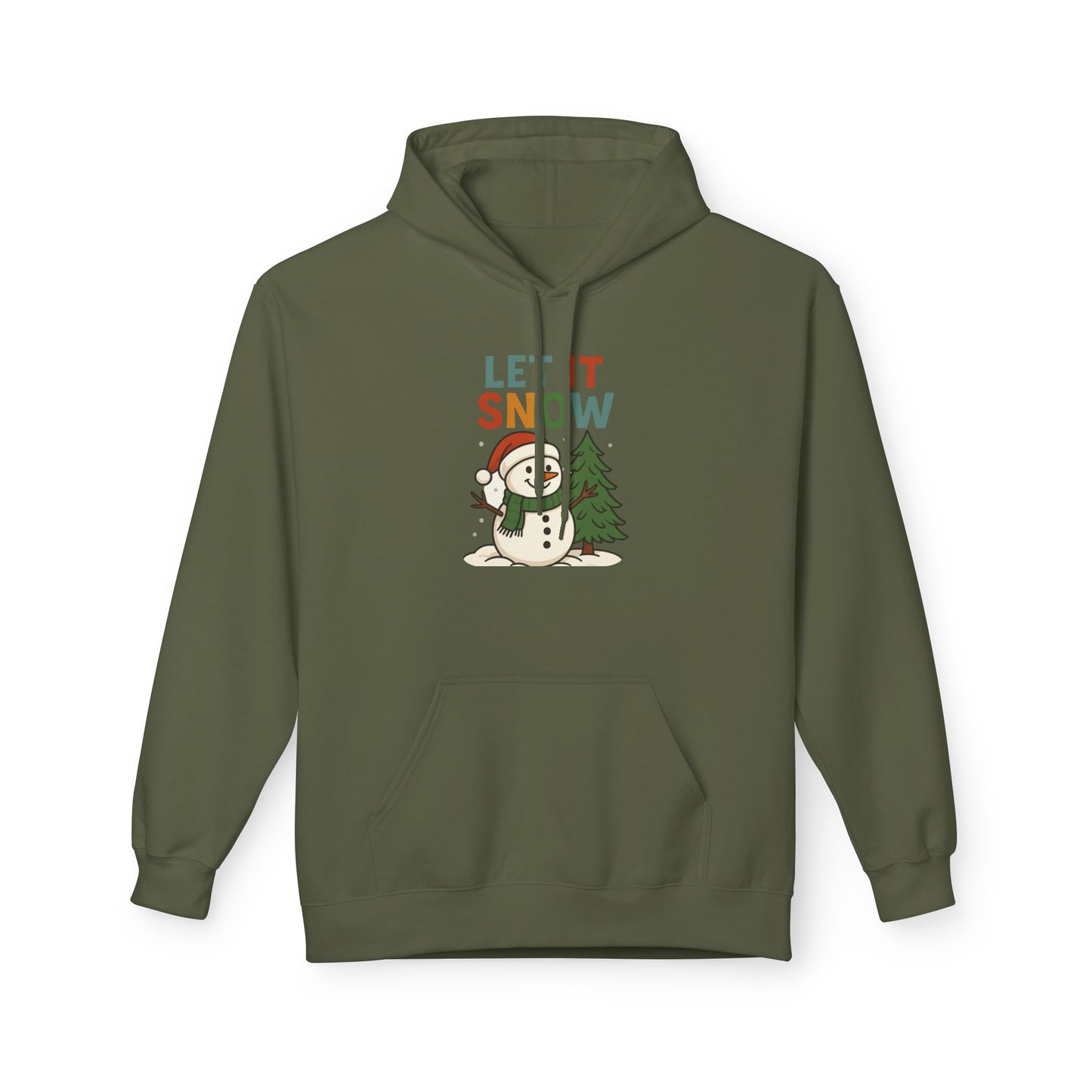 Let It Snow Fleece Hoodie | Cozy Winter Apparel, Christmas Gift, Unisex Pullover, Holiday Wear, Snowman Design