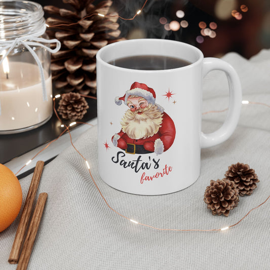 Santa's Favorite Ceramic Mug, Christmas Gift, Holiday Drinkware, Cute Coffee Cup, Festive Mug, Seasonal Kitchen Decor