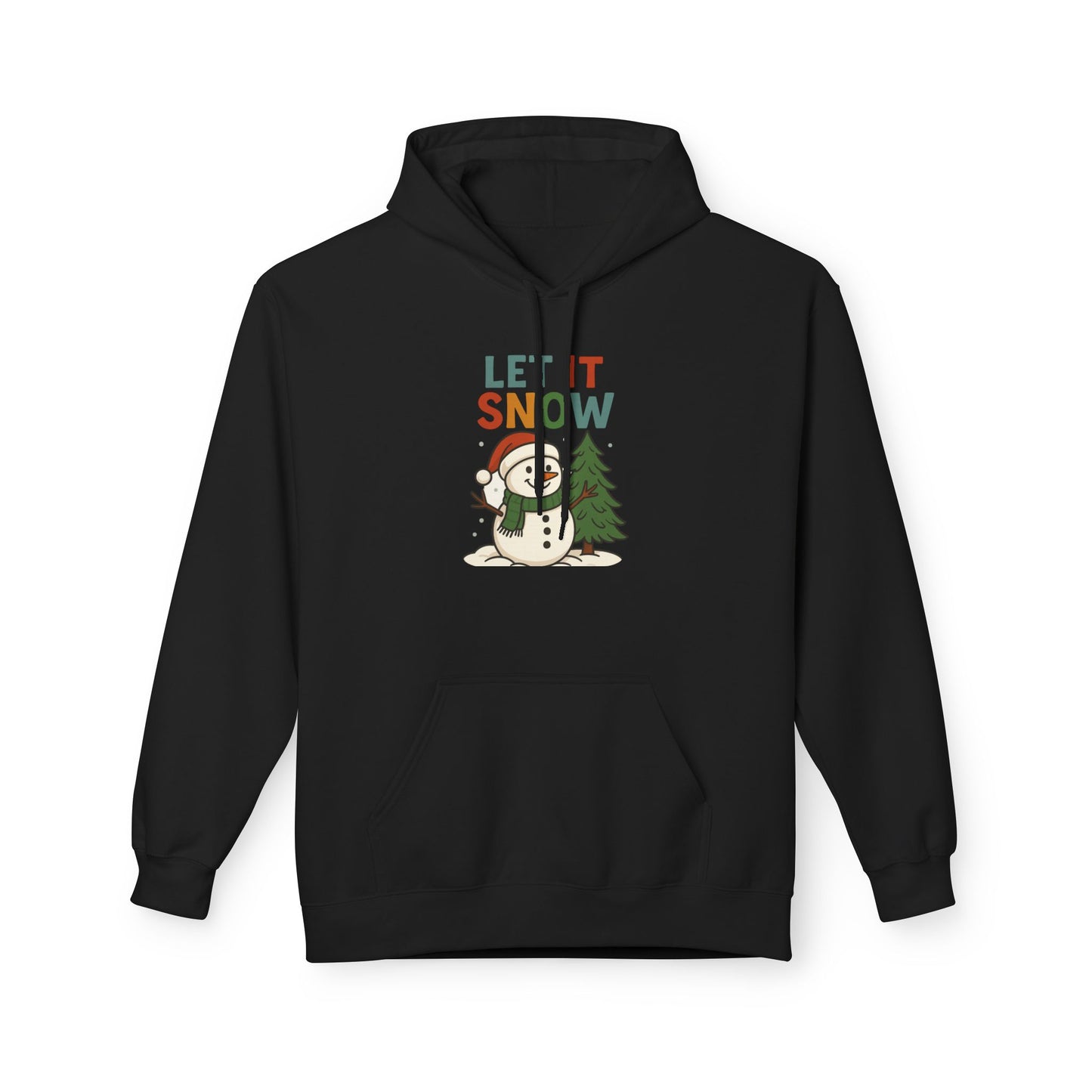 Let It Snow Fleece Hoodie | Cozy Winter Apparel, Christmas Gift, Unisex Pullover, Holiday Wear, Snowman Design