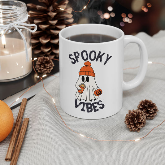 Spooky Vibes Ceramic Mug, Halloween Gift, Coffee Cup, Fun Drinkware, Home Decor