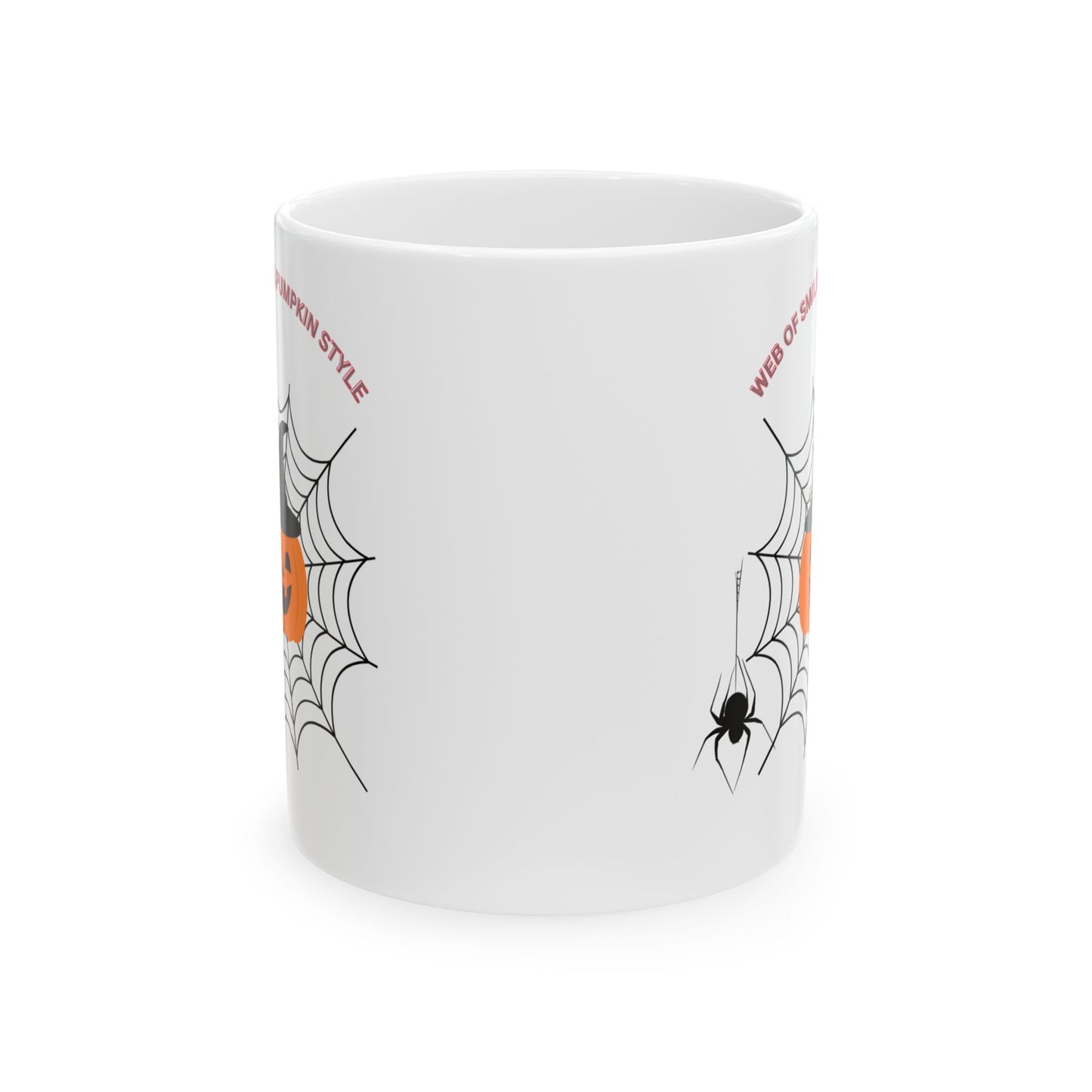 Halloween Mug with Web of Smiles Pumpkin Style