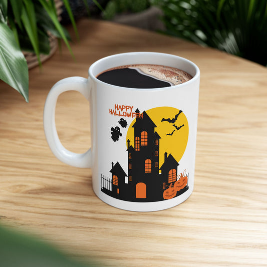 Halloween-Themed Ceramic Mug, Ghostly Tea Cup