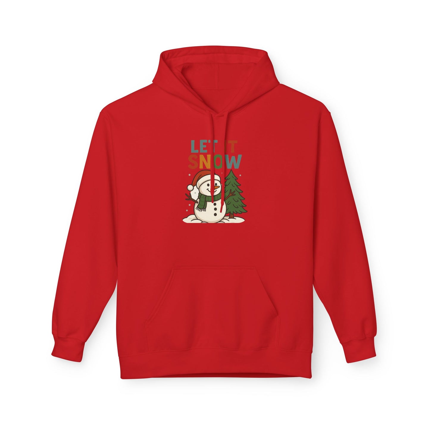 Let It Snow Fleece Hoodie | Cozy Winter Apparel, Christmas Gift, Unisex Pullover, Holiday Wear, Snowman Design