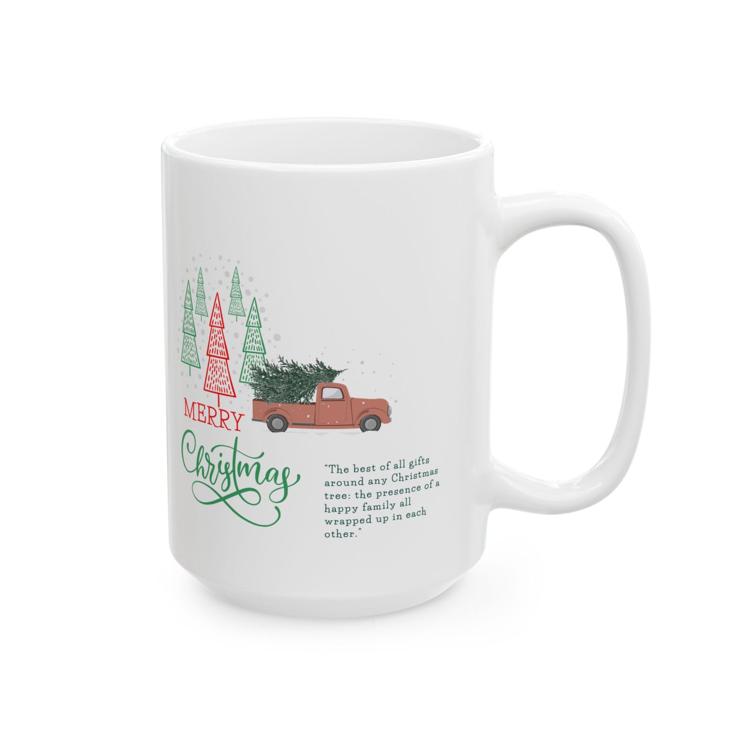 Merry Christmas Ceramic Mug, Holiday Tea or Coffee Cup