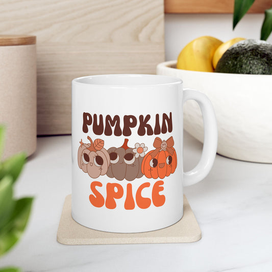 Whimsical Pumpkin Spice Mug, Cute Fall Drinkware 11oz & 15oz