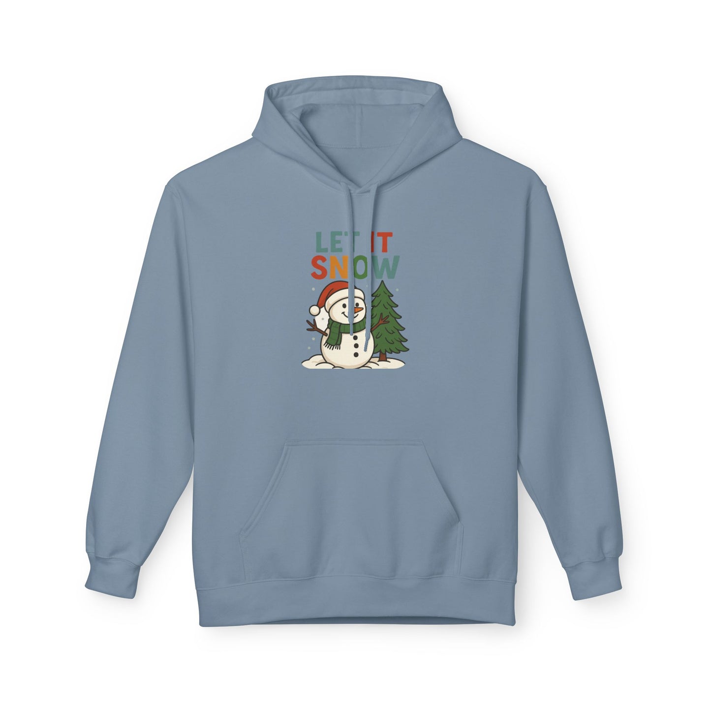 Let It Snow Fleece Hoodie | Cozy Winter Apparel, Christmas Gift, Unisex Pullover, Holiday Wear, Snowman Design