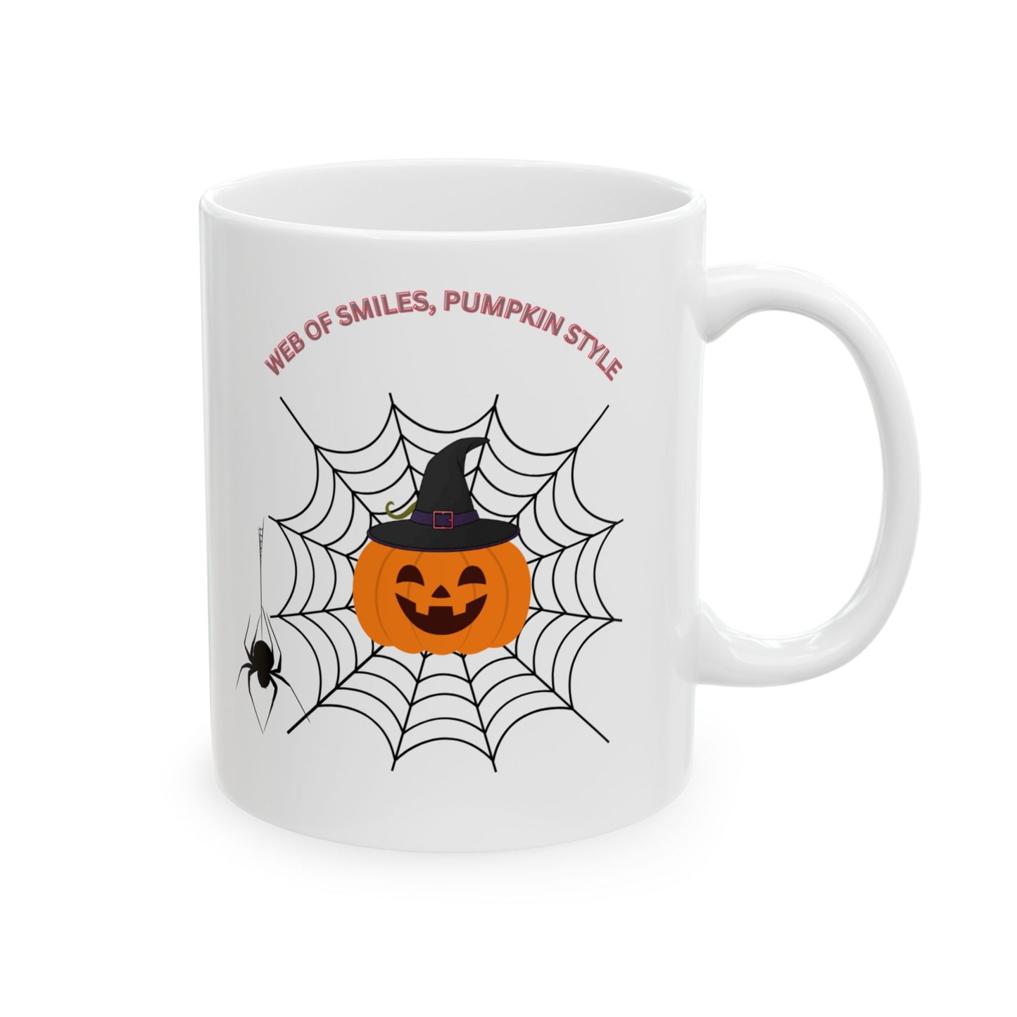 Halloween Mug with Web of Smiles Pumpkin Style