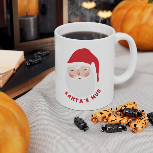 Whimsical Santa Ceramic Mug, Christmas Coffee Cup, Funny Holiday Gift, Festive Drinkware, Unique Santa Claus Mug