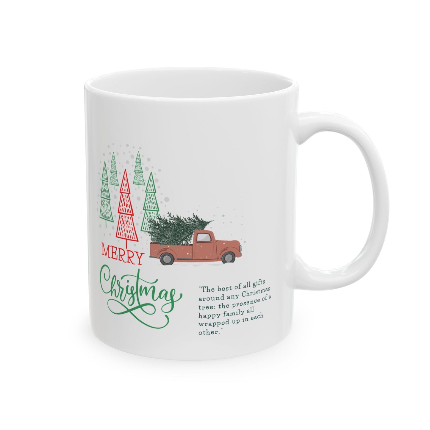 Merry Christmas Ceramic Mug, Holiday Tea or Coffee Cup