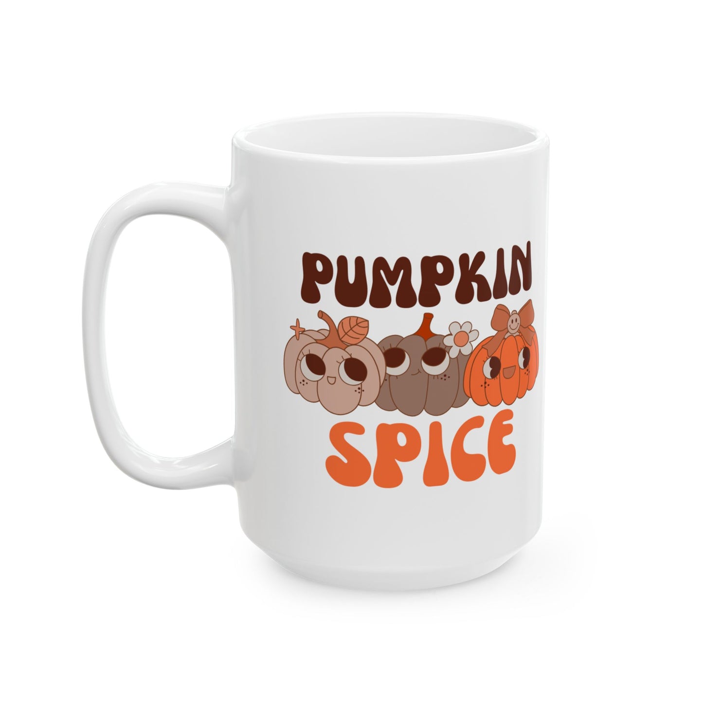 Whimsical Pumpkin Spice Mug, Cute Fall Drinkware 11oz & 15oz