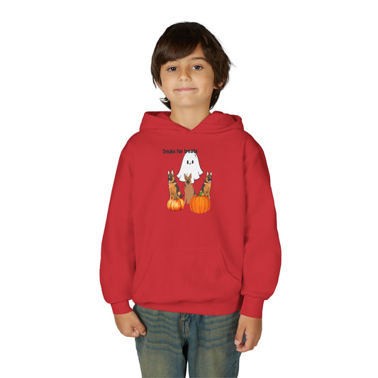 Youth Halloween Hoodie with Cute Dogs Tricks for Treats