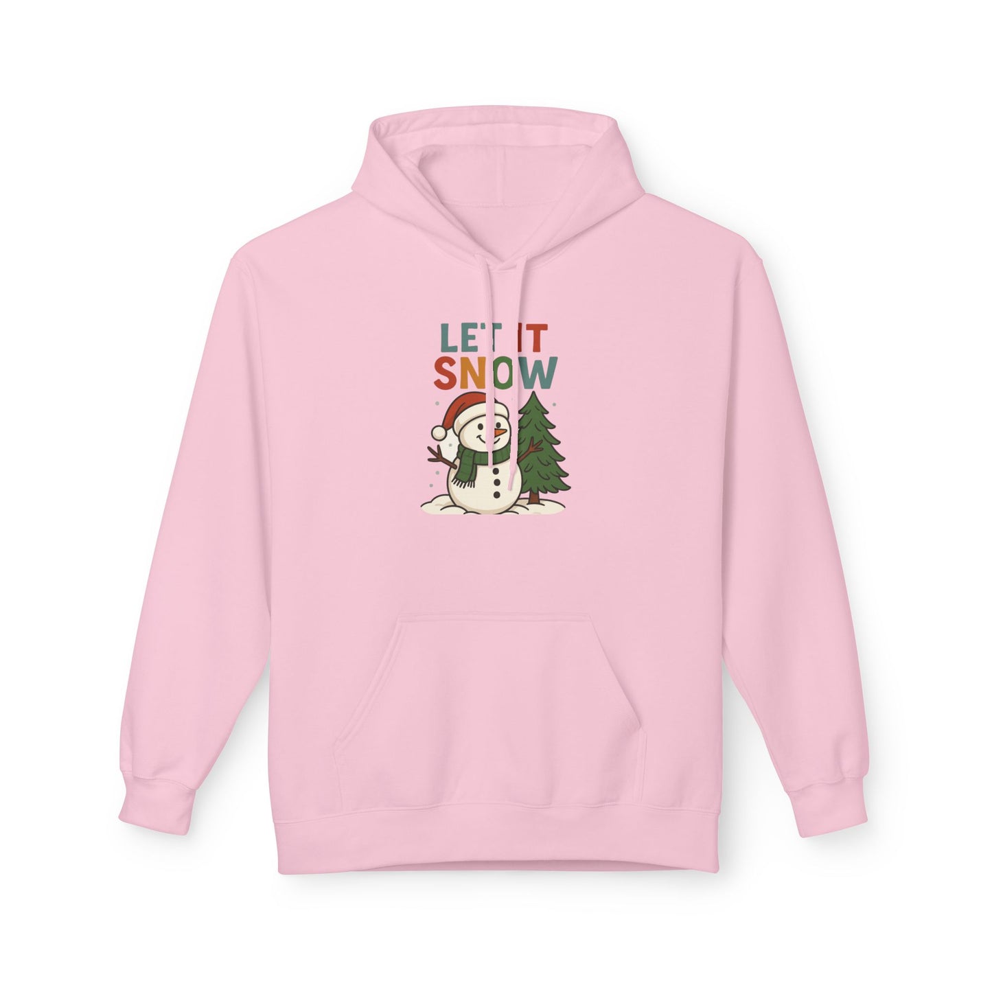 Let It Snow Fleece Hoodie | Cozy Winter Apparel, Christmas Gift, Unisex Pullover, Holiday Wear, Snowman Design