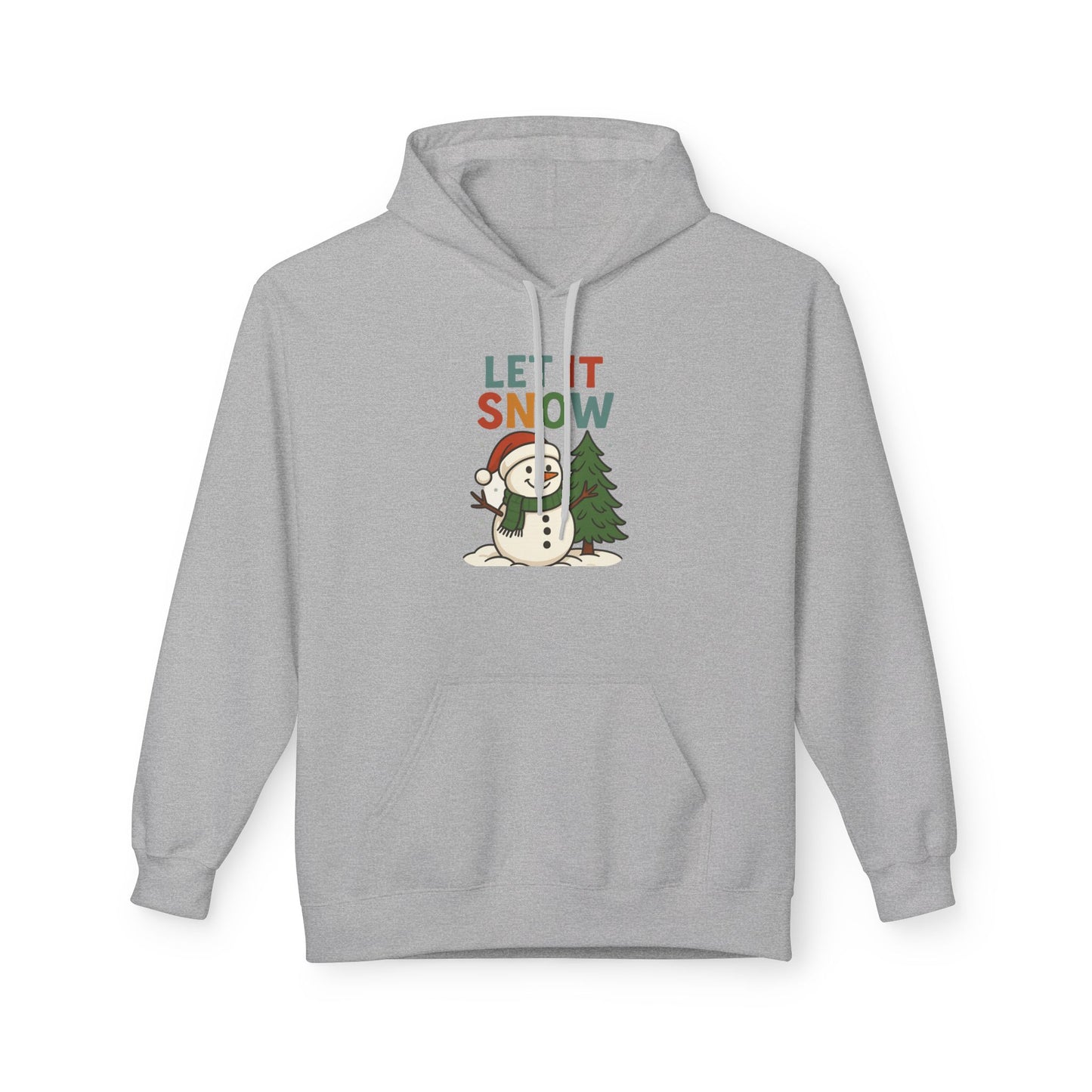 Let It Snow Fleece Hoodie | Cozy Winter Apparel, Christmas Gift, Unisex Pullover, Holiday Wear, Snowman Design