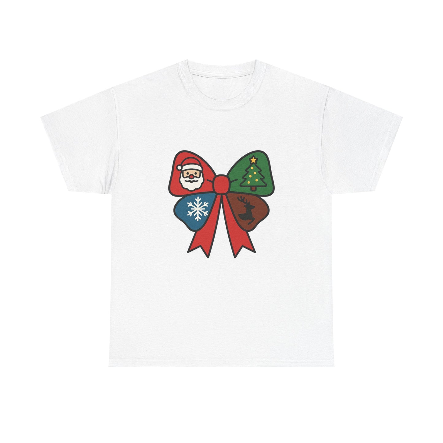 Festive Holiday Tee - Christmas Bow Graphic Tee, Unisex Cotton T-Shirt, Holiday Gift, Christmas Apparel, Winter Style