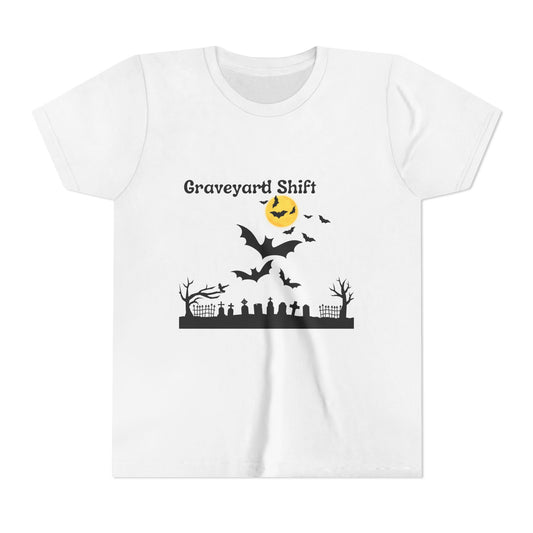 Spooky Halloween Youth Tee - Walking by the Grave Yard Shirt