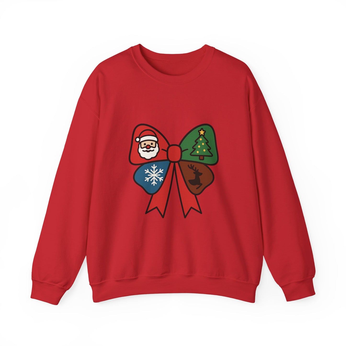 Festive Holiday Sweatshirt with Christmas Bow Design, Cozy Christmas Crewneck, Unisex Winter Apparel, Holiday Gift for Him or Her
