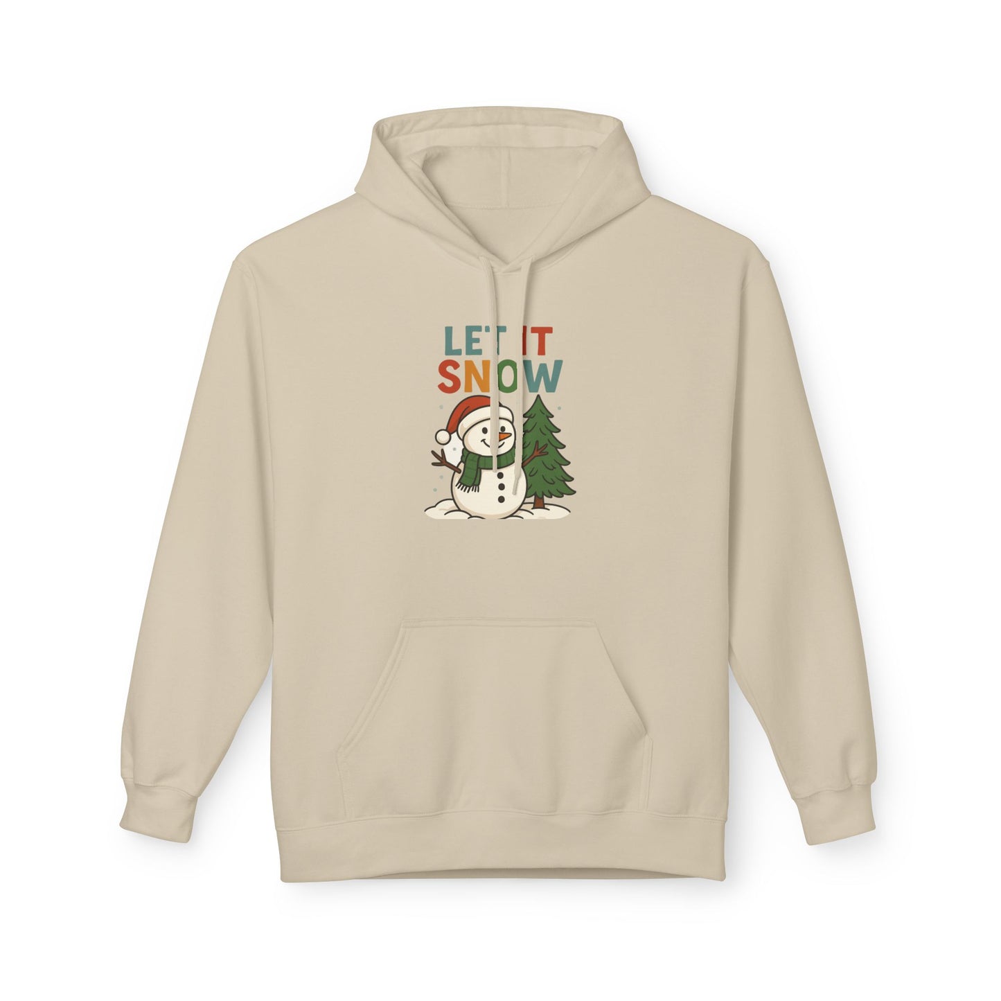 Let It Snow Fleece Hoodie | Cozy Winter Apparel, Christmas Gift, Unisex Pullover, Holiday Wear, Snowman Design