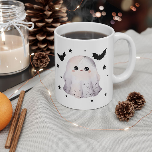 Spooky Halloween Ceramic Mug, Ghost Design, 11oz 15oz