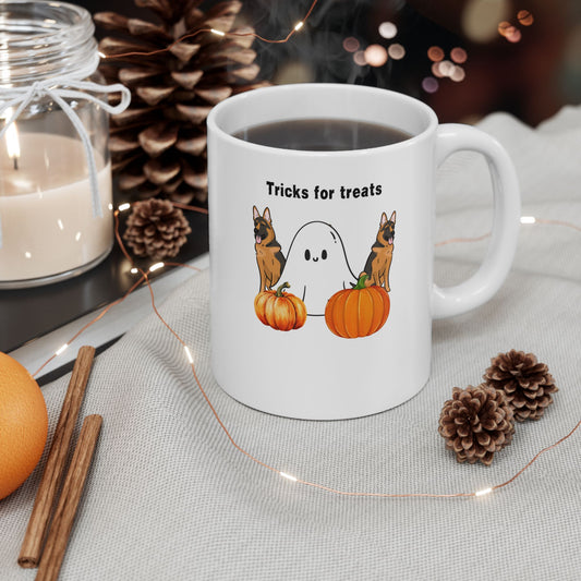 Ceramic Mug with German Shepards and Ghost Design, 11oz