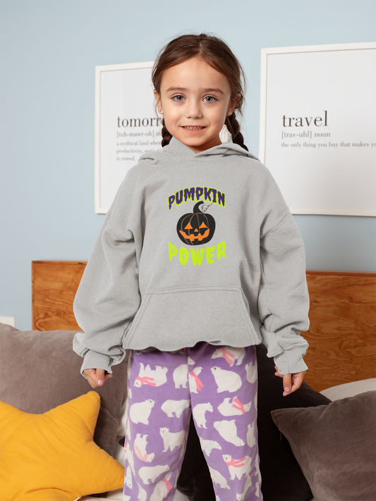Youth Pumpkin Power Hoodie, Halloween Sweatshirt