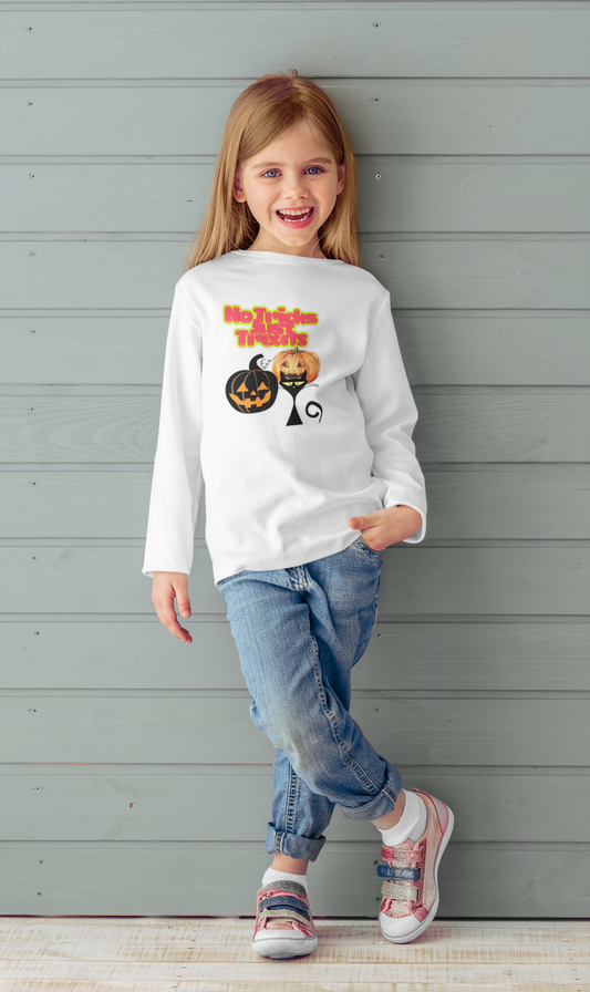 Halloween Pumpkin Hoodie for Kids, No Tricks Just Treats Sweatshirt
