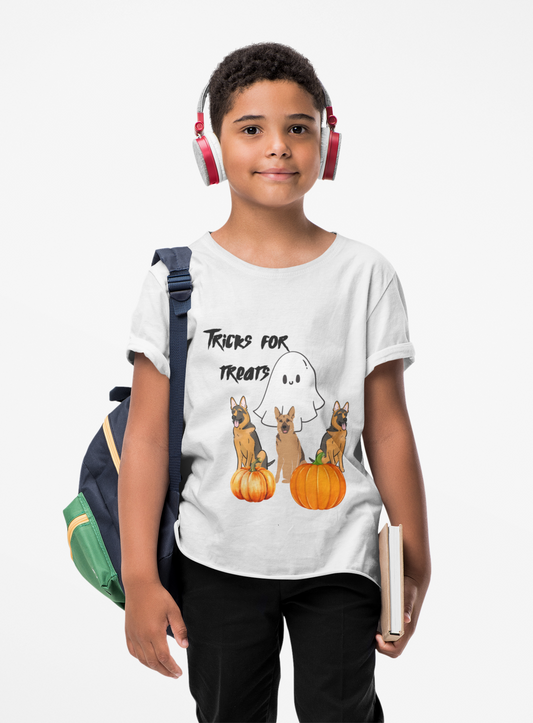 Adorable Halloween Youth Tee with Ghost and Dog Design