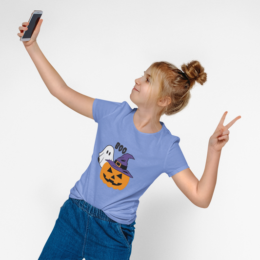 Halloween Ghost & Pumpkin Youth Tee