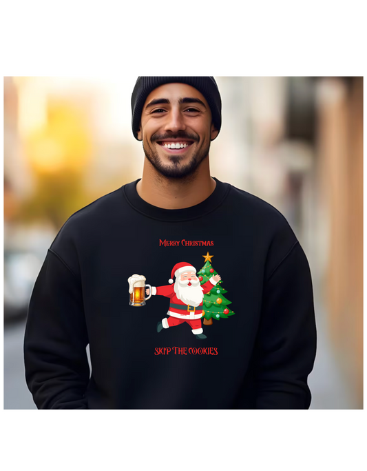 Merry Christmas Santa Sweatshirt, even Santa enjoys a beer