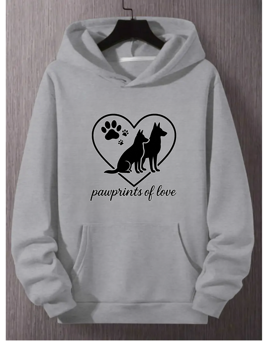 Pawprints of Love Hoodie - Cozy Pet Lover Fleece Sweatshirt for Dog Owners, Animal Rescue, Gift for Pet Parents, Dog Mom Apparel