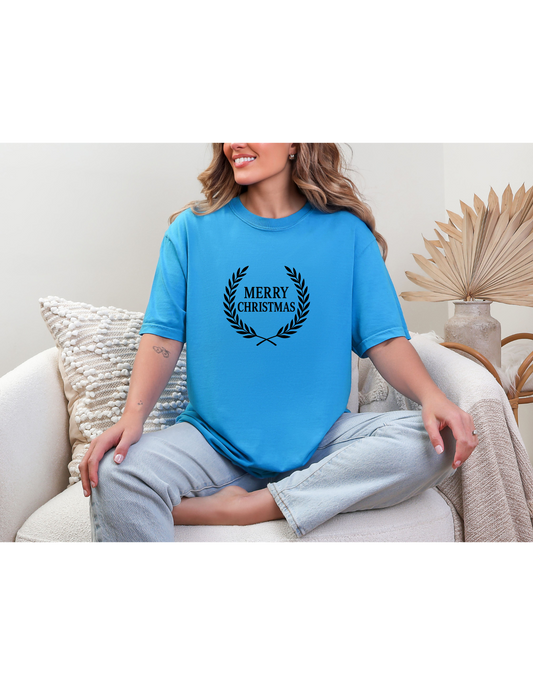 Merry Christmas Unisex Garment-Dyed T-shirt | Holiday Tee, Festive Shirt