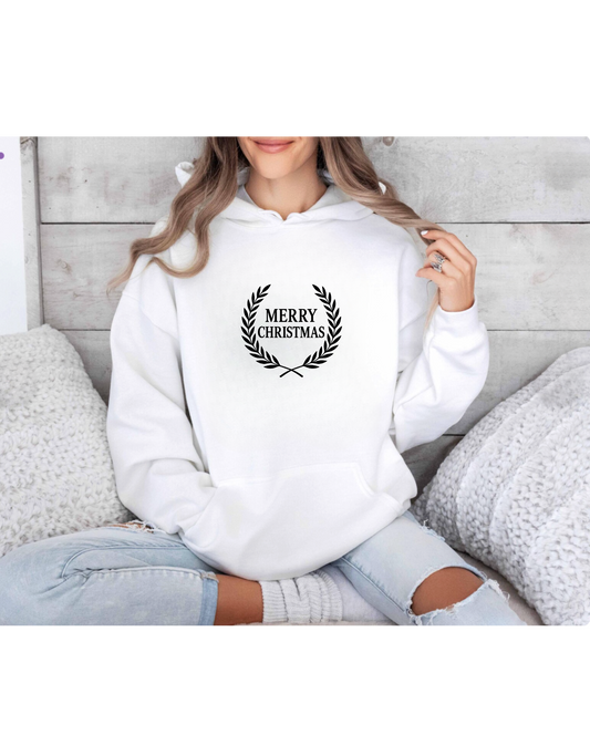 Merry Christmas Fleece Hoodie, Cozy Holiday Sweatshirt, Gift for Him/Her, Winter Layer, Festive Apparel