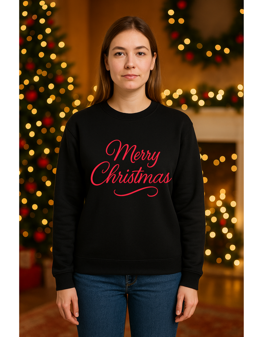 Merry Christmas Crewneck Sweatshirt, Cozy Holiday Apparel, Unisex Christmas Sweater, Festive Gift for Him/Her, Winter Loungewear