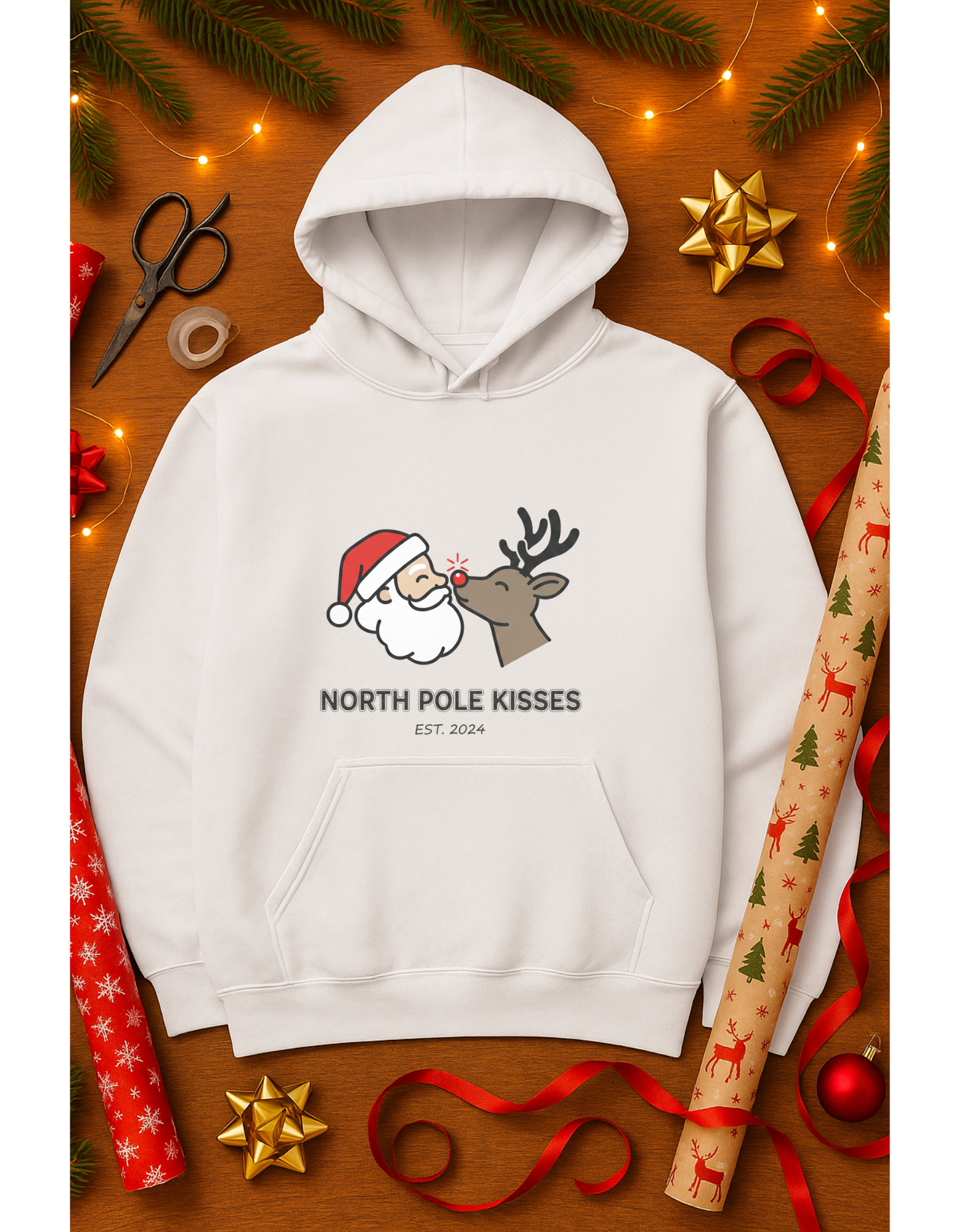 Christmas 'North Pole Kisses' Hoodie for Unisex
