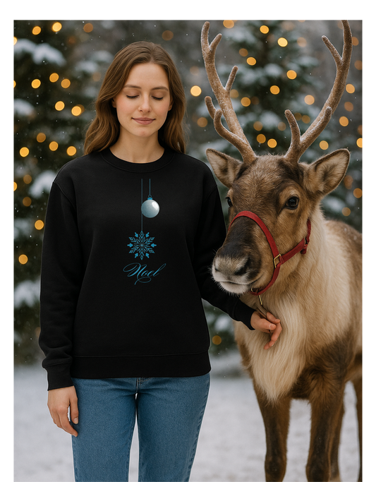 Christmas Winter Holidays Crewneck Sweatshirt with Snowflake and Ornament Design