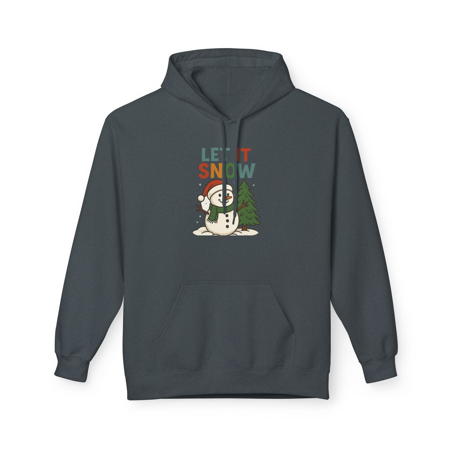 Let It Snow Fleece Hoodie | Cozy Winter Apparel, Christmas Gift, Unisex Pullover, Holiday Wear, Snowman Design