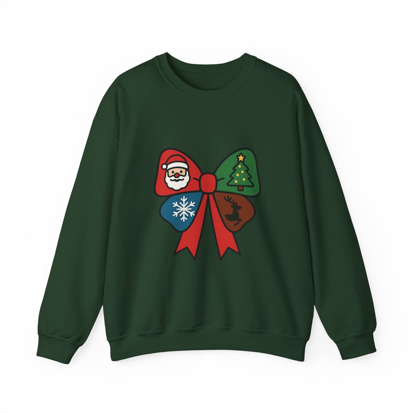 Festive Holiday Sweatshirt with Christmas Bow Design, Cozy Christmas Crewneck, Unisex Winter Apparel, Holiday Gift for Him or Her