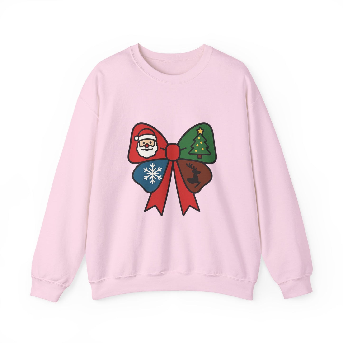 Festive Holiday Sweatshirt with Christmas Bow Design, Cozy Christmas Crewneck, Unisex Winter Apparel, Holiday Gift for Him or Her