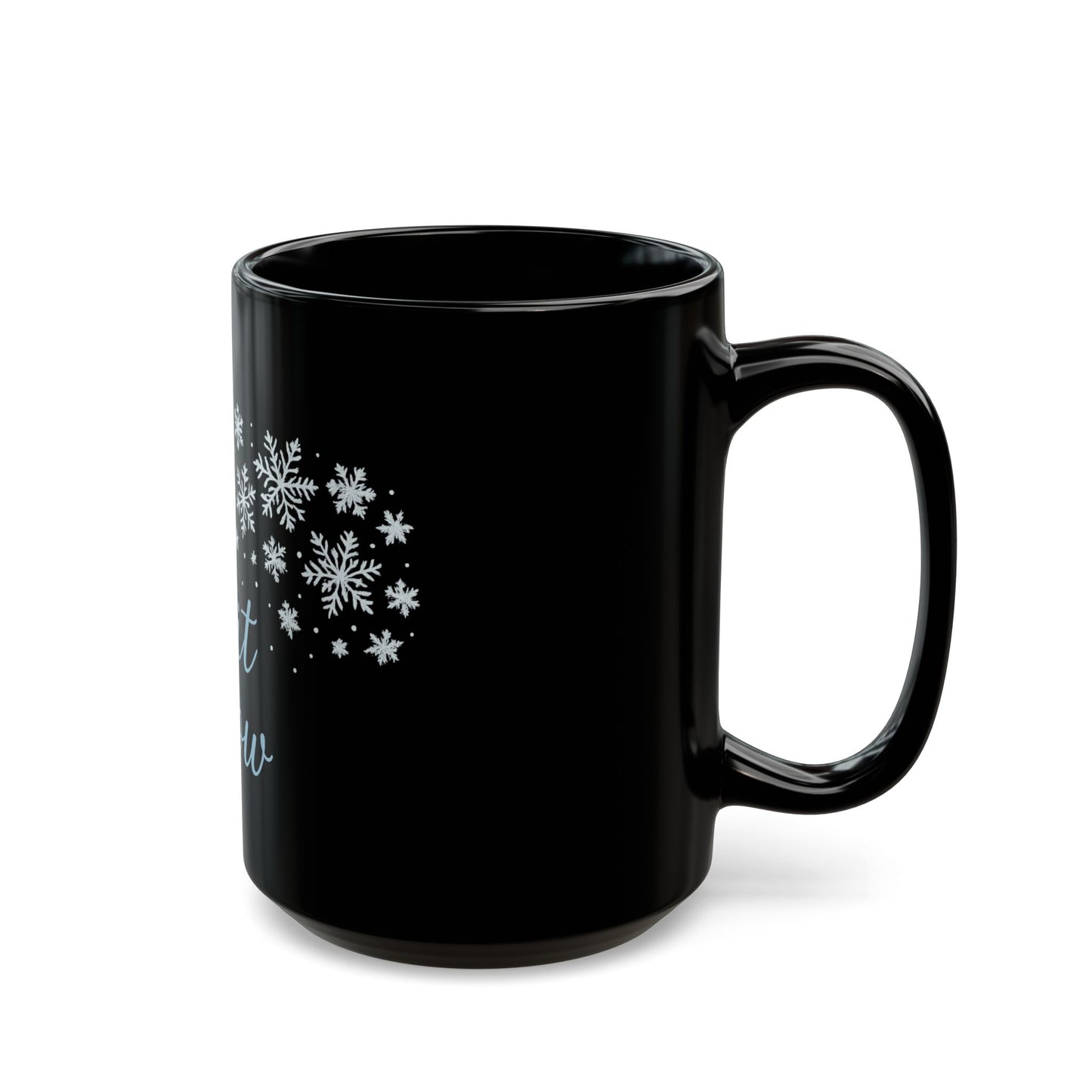 Winter Wonderland Black Mug - Let it Snow Ceramic Coffee Cup, Holiday Gift, Seasonal Drinkware, Snowflake Decor