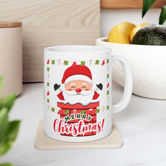 Festive Santa Mug, Holiday Coffee Cup, Christmas Gift
