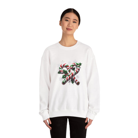 Holiday Candy Cane Sweatshirt - Christmas Sweater, Festive Crewneck