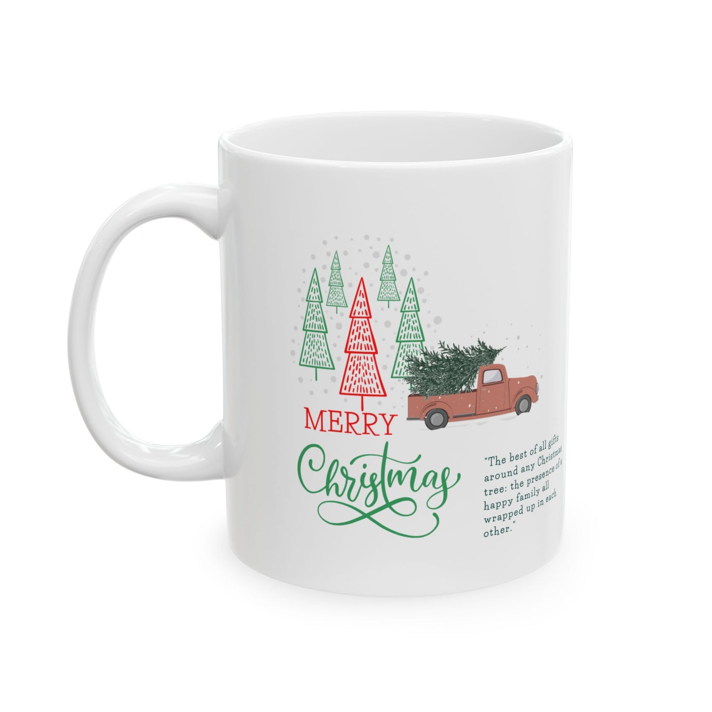 Merry Christmas Ceramic Mug, Holiday Tea or Coffee Cup