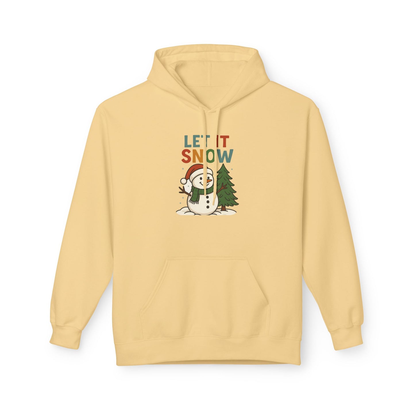 Let It Snow Fleece Hoodie | Cozy Winter Apparel, Christmas Gift, Unisex Pullover, Holiday Wear, Snowman Design