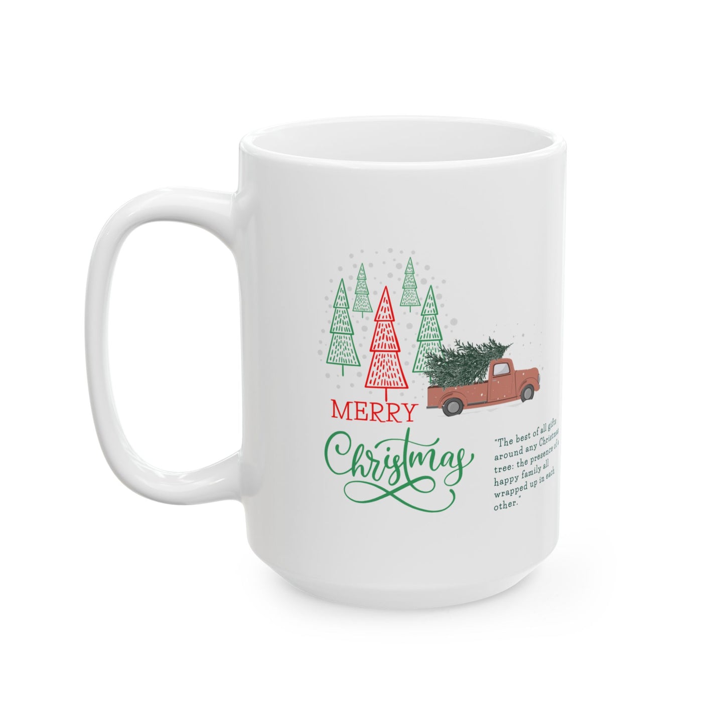 Merry Christmas Ceramic Mug, Holiday Tea or Coffee Cup